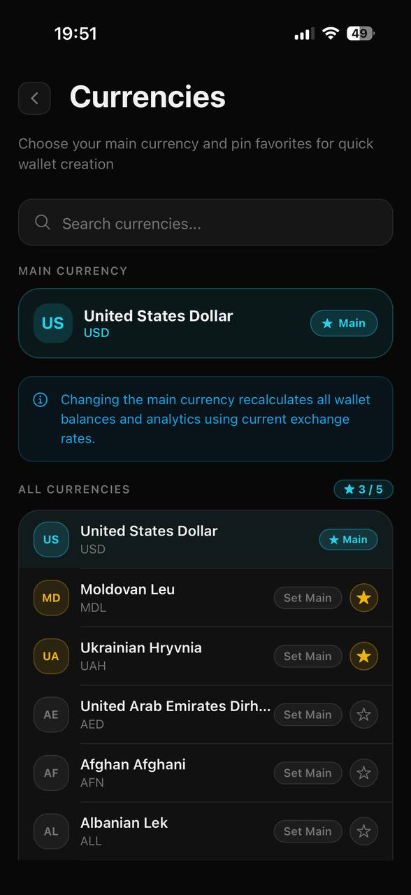 Any currency, live rates